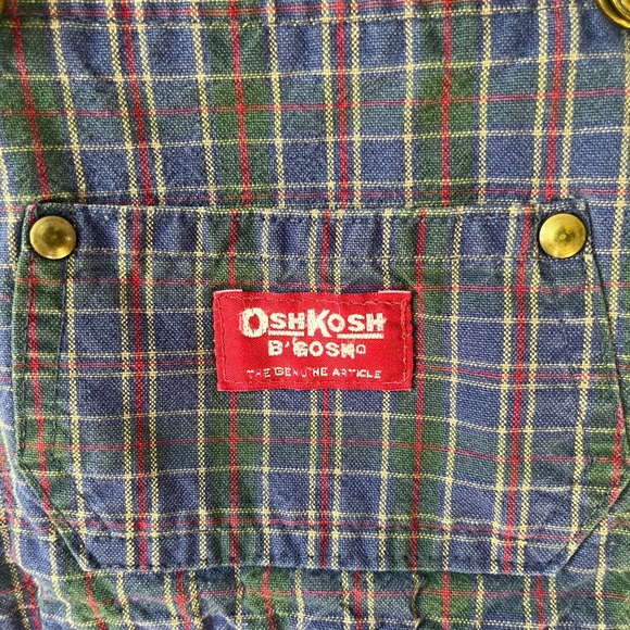 Vintage OshKosh B'gosh Multicolor Plaid Overalls 18months leg snap closure - Picture 3 of 11